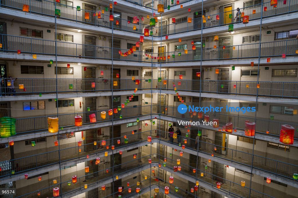 Lanterns hanging from a balcony at a housing estate on September 25, 2026 in Hong Kong. (Photo by Vernon Yuen/Nexpher Images)
