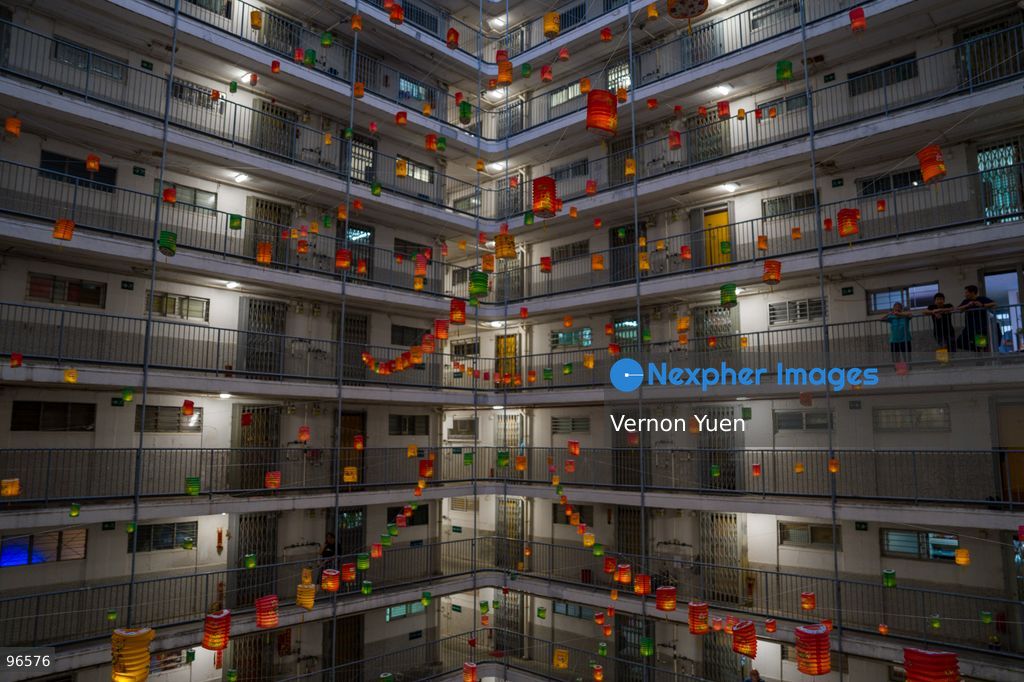 Lanterns hanging from a balcony at a housing estate on September 25, 2026 in Hong Kong. (Photo by Vernon Yuen/Nexpher Images)