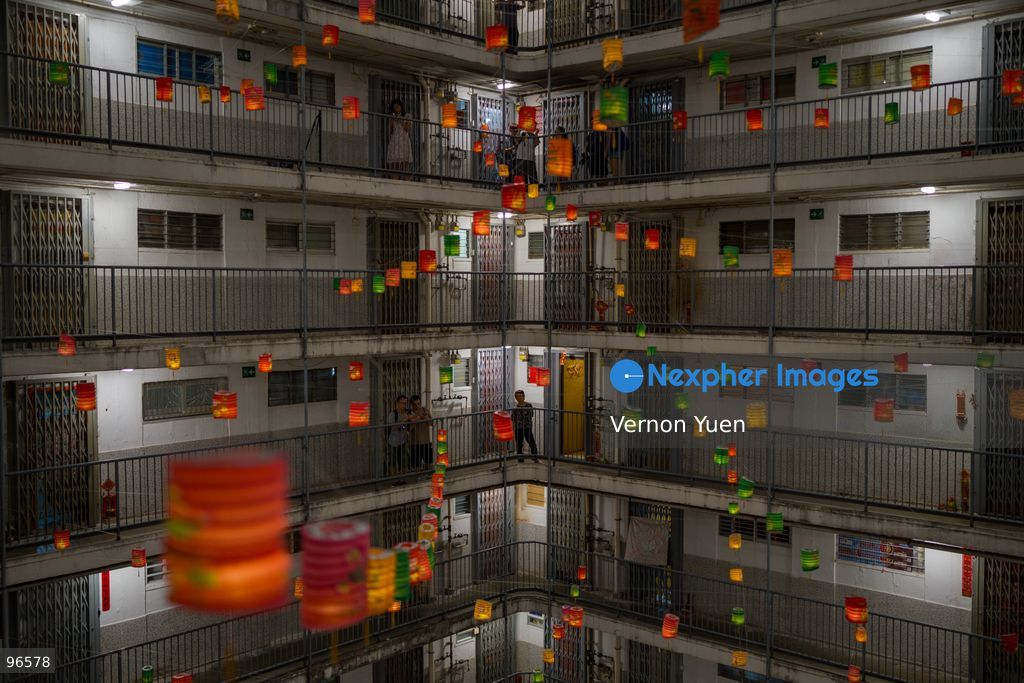 Lanterns hanging from a balcony at a housing estate on September 25, 2026 in Hong Kong. (Photo by Vernon Yuen/Nexpher Images)