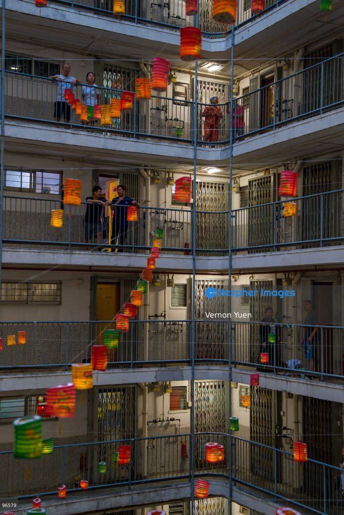 Lanterns hanging from a balcony at a housing estate on September 25, 2026 in Hong Kong. (Photo by Vernon Yuen/Nexpher Images)