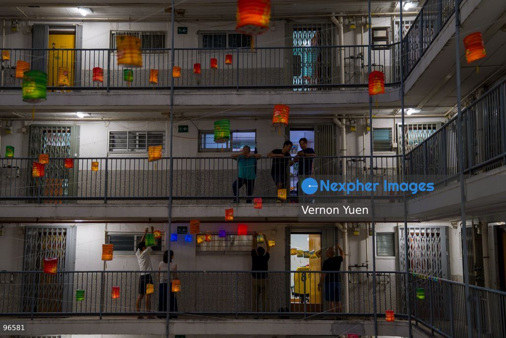 Lanterns hanging from a balcony at a housing estate on September 25, 2026 in Hong Kong. (Photo by Vernon Yuen/Nexpher Images)