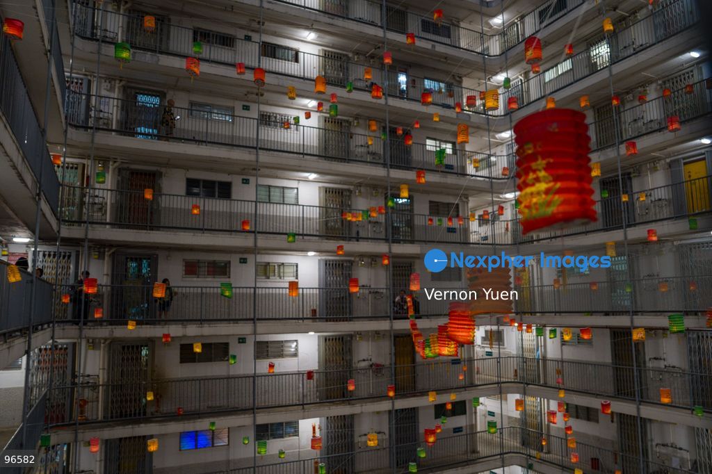 Lanterns hanging from a balcony at a housing estate on September 25, 2026 in Hong Kong. (Photo by Vernon Yuen/Nexpher Images)