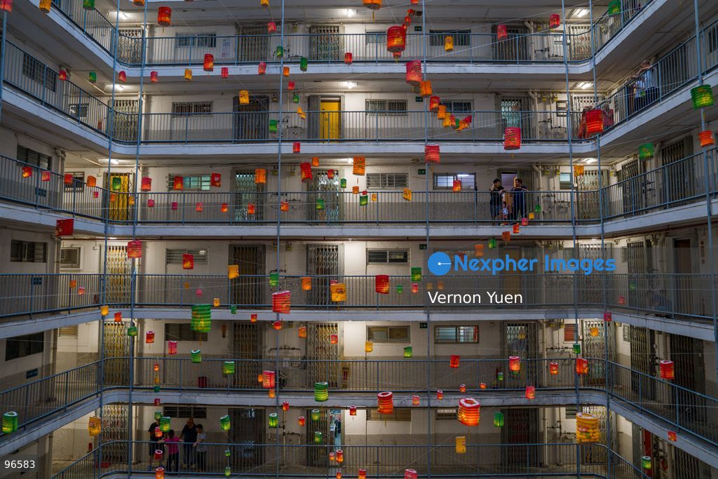 Lanterns hanging from a balcony at a housing estate on September 25, 2026 in Hong Kong. (Photo by Vernon Yuen/Nexpher Images)