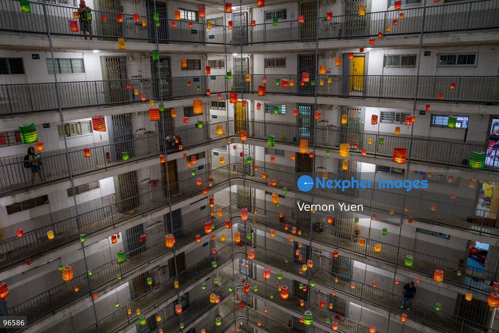Lanterns hanging from a balcony at a housing estate on September 25, 2026 in Hong Kong. (Photo by Vernon Yuen/Nexpher Images)