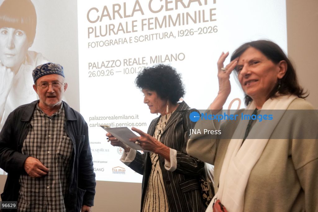MILAN, ITALY, SEPTEMBER 25, 2026: Photographs by Italian photographer and writer Carla Cerati are displayed during a press presentation of the exhibition “Carla Cerati. Plurale femminile. Fotografia e scrittura, 1926–2026” at Palazzo Reale in Milan. The major retrospective, marking the centenary of Cerati’s birth, brings together photographs, documents, books, archival materials and videos spanning her work on Milan, portraiture, theatre, the body, memory and social change, including her landmark Morire di Classe project. The exhibition opens to the public on September 26 and runs through January 10, 2027. Photo by Calogero Russo/ JNA Press. (Photo by calogero russo/JNA Press via Nexpher Images)