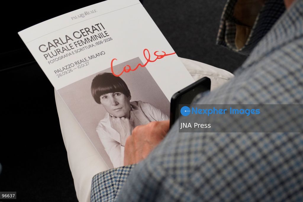 MILAN, ITALY, SEPTEMBER 25, 2026: Photographs by Italian photographer and writer Carla Cerati are displayed during a press presentation of the exhibition “Carla Cerati. Plurale femminile. Fotografia e scrittura, 1926–2026” at Palazzo Reale in Milan. The major retrospective, marking the centenary of Cerati’s birth, brings together photographs, documents, books, archival materials and videos spanning her work on Milan, portraiture, theatre, the body, memory and social change, including her landmark Morire di Classe project. The exhibition opens to the public on September 26 and runs through January 10, 2027. Photo by Calogero Russo/ JNA Press. (Photo by calogero russo/JNA Press via Nexpher Images)