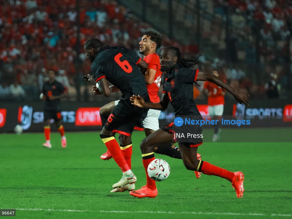 CAIRO, EGYPT, SEPTEMBER 25, 2026: Players from Egypt and Angola compete during their 2027 Africa Cup of Nations qualifying match at Cairo International Stadium in Cairo. Egypt and Angola opened their Group B qualifying campaigns with a 0-0 draw, earning one point each. Photo by Abdullah Hamada / JNA Press. (Photo by Abdullah Hamada/JNA Press via Nexpher Images)
