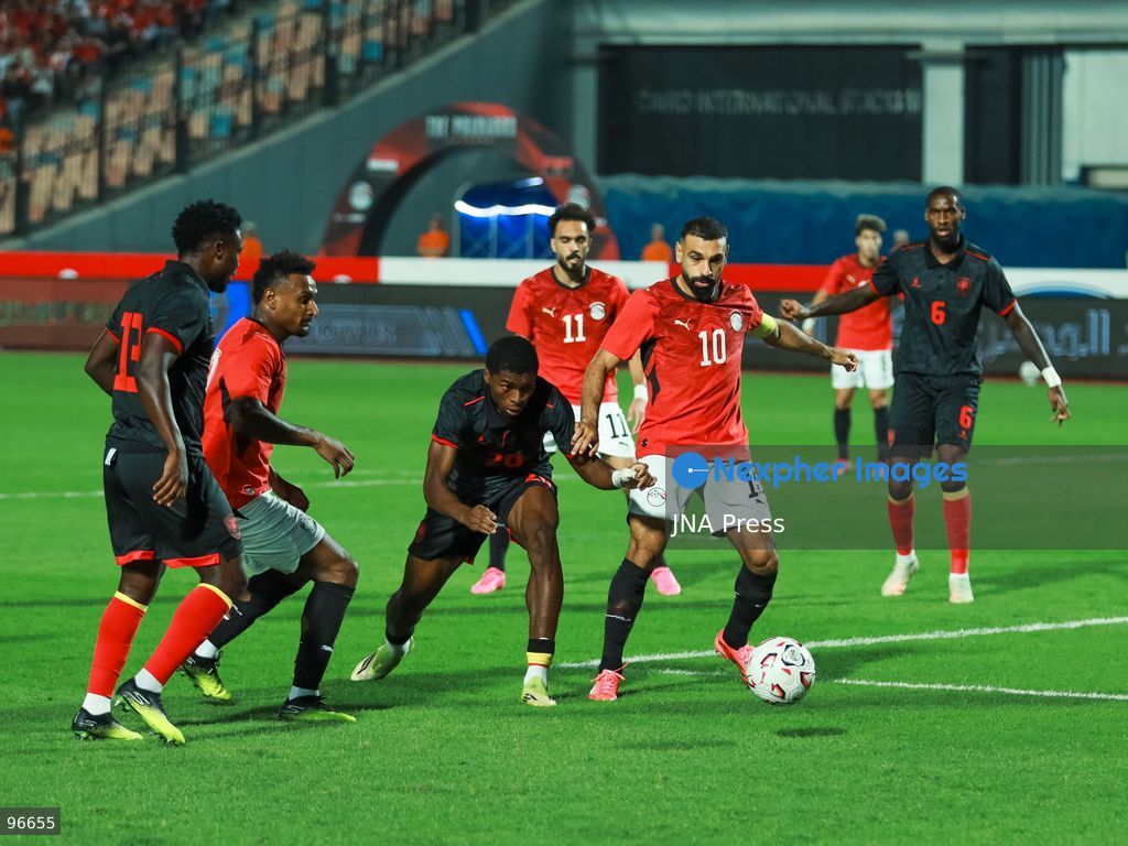 CAIRO, EGYPT, SEPTEMBER 25, 2026: Players from Egypt and Angola compete during their 2027 Africa Cup of Nations qualifying match at Cairo International Stadium in Cairo. Egypt and Angola opened their Group B qualifying campaigns with a 0-0 draw, earning one point each. Photo by Abdullah Hamada / JNA Press. (Photo by Abdullah Hamada/JNA Press via Nexpher Images)