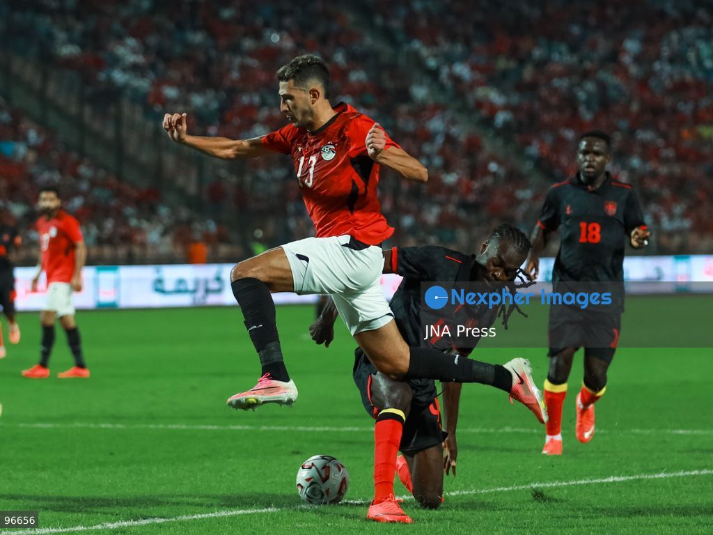 CAIRO, EGYPT, SEPTEMBER 25, 2026: Players from Egypt and Angola compete during their 2027 Africa Cup of Nations qualifying match at Cairo International Stadium in Cairo. Egypt and Angola opened their Group B qualifying campaigns with a 0-0 draw, earning one point each. Photo by Abdullah Hamada / JNA Press. (Photo by Abdullah Hamada/JNA Press via Nexpher Images)