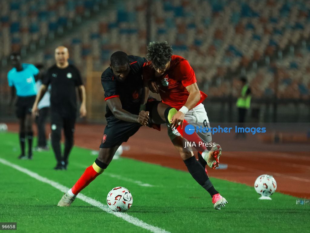 CAIRO, EGYPT, SEPTEMBER 25, 2026: Players from Egypt and Angola compete during their 2027 Africa Cup of Nations qualifying match at Cairo International Stadium in Cairo. Egypt and Angola opened their Group B qualifying campaigns with a 0-0 draw, earning one point each. Photo by Abdullah Hamada / JNA Press. (Photo by Abdullah Hamada/JNA Press via Nexpher Images)