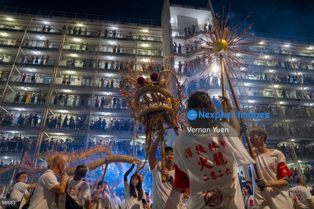 Performers performing the fire dragon dance at Wah Fu Estate on September 25, 2026 in Hong Kong. (Photo by Vernon Yuen/Nexpher Images)