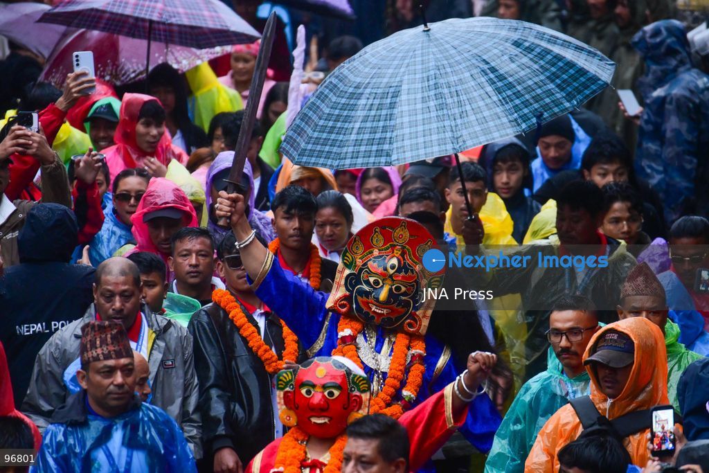 KATHMANDU, NEPAL, SEPTEMBER 25, 2026: Nepalese President Ram Chandra Paudel attends the main Indra Jatra celebrations at Hanuman Dhoka Durbar Square in Kathmandu as ceremonial chariots carrying the Living Goddess Kumari and the deities Ganesh and Bhairav begin their procession through the historic city. Vice President Ram Sahaya Prasad Yadav, Acting Prime Minister and Finance Minister Swarnim Wagle, Speaker Dol Prasad Aryal, National Assembly Chair Narayan Prasad Dahal, Chief Justice Manoj Kumar Sharma and other senior officials also attended the celebrations. Indra Jatra is one of Kathmandu Valley’s major religious and cultural festivals and features chariot processions, traditional dances and rituals associated with the Newar community. Photo by Safal Prakash Shrestha / JNA Press. (Photo by Safal Prakash Shrestha/JNA Press via Nexpher Images)