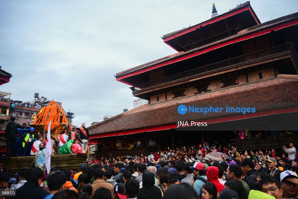 KATHMANDU, NEPAL, SEPTEMBER 25, 2026: Nepalese President Ram Chandra Paudel attends the main Indra Jatra celebrations at Hanuman Dhoka Durbar Square in Kathmandu as ceremonial chariots carrying the Living Goddess Kumari and the deities Ganesh and Bhairav begin their procession through the historic city. Vice President Ram Sahaya Prasad Yadav, Acting Prime Minister and Finance Minister Swarnim Wagle, Speaker Dol Prasad Aryal, National Assembly Chair Narayan Prasad Dahal, Chief Justice Manoj Kumar Sharma and other senior officials also attended the celebrations. Indra Jatra is one of Kathmandu Valley’s major religious and cultural festivals and features chariot processions, traditional dances and rituals associated with the Newar community. Photo by Safal Prakash Shrestha / JNA Press. (Photo by Safal Prakash Shrestha/JNA Press via Nexpher Images)