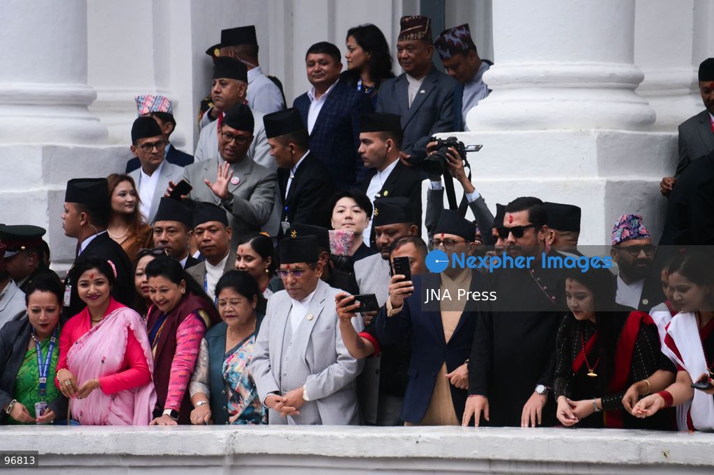 KATHMANDU, NEPAL, SEPTEMBER 25, 2026: Nepalese President Ram Chandra Paudel attends the main Indra Jatra celebrations at Hanuman Dhoka Durbar Square in Kathmandu as ceremonial chariots carrying the Living Goddess Kumari and the deities Ganesh and Bhairav begin their procession through the historic city. Vice President Ram Sahaya Prasad Yadav, Acting Prime Minister and Finance Minister Swarnim Wagle, Speaker Dol Prasad Aryal, National Assembly Chair Narayan Prasad Dahal, Chief Justice Manoj Kumar Sharma and other senior officials also attended the celebrations. Indra Jatra is one of Kathmandu Valley’s major religious and cultural festivals and features chariot processions, traditional dances and rituals associated with the Newar community. Photo by Safal Prakash Shrestha / JNA Press. (Photo by Safal Prakash Shrestha/JNA Press via Nexpher Images)