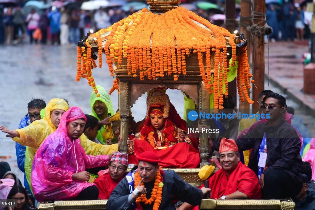 KATHMANDU, NEPAL, SEPTEMBER 25, 2026: Nepalese President Ram Chandra Paudel attends the main Indra Jatra celebrations at Hanuman Dhoka Durbar Square in Kathmandu as ceremonial chariots carrying the Living Goddess Kumari and the deities Ganesh and Bhairav begin their procession through the historic city. Vice President Ram Sahaya Prasad Yadav, Acting Prime Minister and Finance Minister Swarnim Wagle, Speaker Dol Prasad Aryal, National Assembly Chair Narayan Prasad Dahal, Chief Justice Manoj Kumar Sharma and other senior officials also attended the celebrations. Indra Jatra is one of Kathmandu Valley’s major religious and cultural festivals and features chariot processions, traditional dances and rituals associated with the Newar community. Photo by Safal Prakash Shrestha / JNA Press. (Photo by Safal Prakash Shrestha/JNA Press via Nexpher Images)