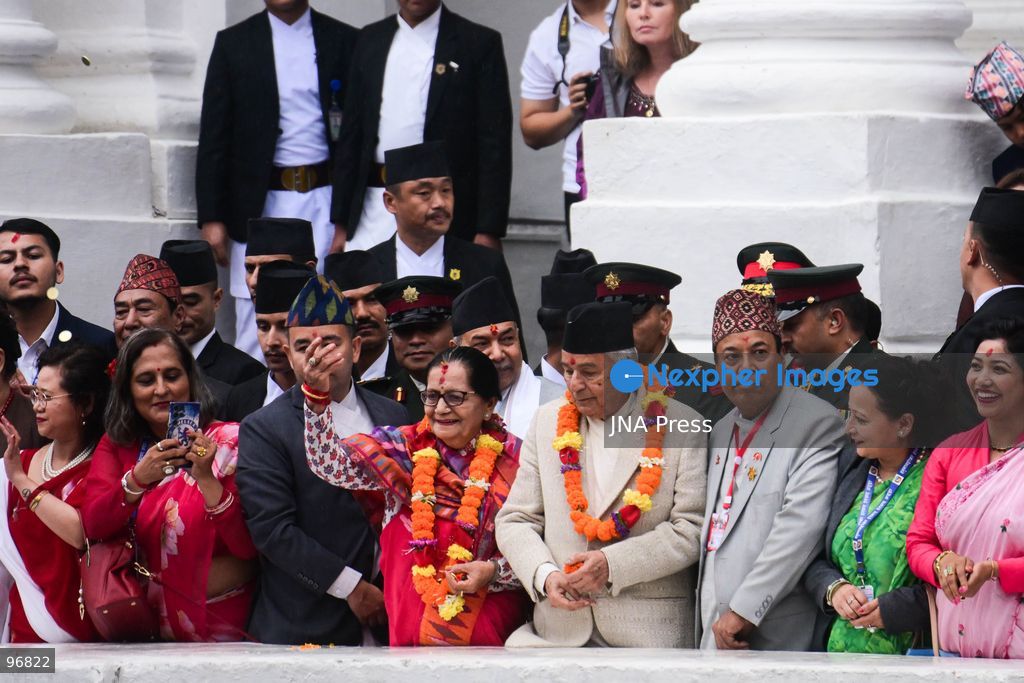 KATHMANDU, NEPAL, SEPTEMBER 25, 2026: Nepalese President Ram Chandra Paudel attends the main Indra Jatra celebrations at Hanuman Dhoka Durbar Square in Kathmandu as ceremonial chariots carrying the Living Goddess Kumari and the deities Ganesh and Bhairav begin their procession through the historic city. Vice President Ram Sahaya Prasad Yadav, Acting Prime Minister and Finance Minister Swarnim Wagle, Speaker Dol Prasad Aryal, National Assembly Chair Narayan Prasad Dahal, Chief Justice Manoj Kumar Sharma and other senior officials also attended the celebrations. Indra Jatra is one of Kathmandu Valley’s major religious and cultural festivals and features chariot processions, traditional dances and rituals associated with the Newar community. Photo by Safal Prakash Shrestha / JNA Press. (Photo by Safal Prakash Shrestha/JNA Press via Nexpher Images)