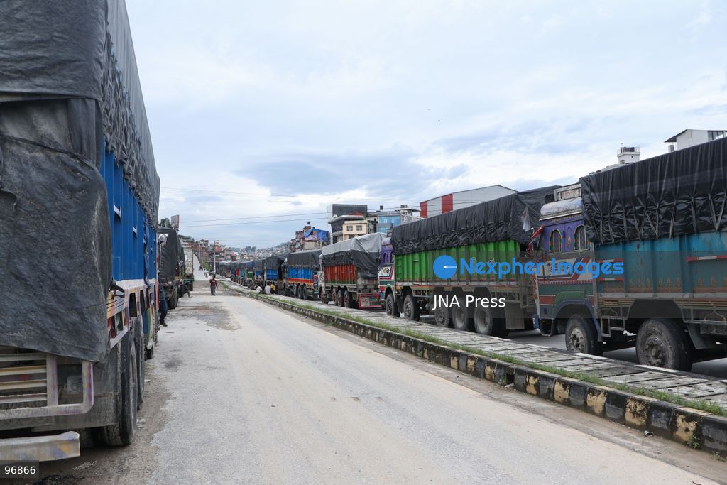 KATHMANDU, NEPAL, SEPTEMBER 26, 2026: Vehicles remain parked along Kathmandu’s Ring Road after a landslide blocked the Prithvi Highway, disrupting traffic and transportation along one of the main routes connecting the capital with other parts of Nepal. Photo by Shankar Bhujel / JNA Press. (Photo by Shankar Bhujel/JNA Press via Nexpher Images)