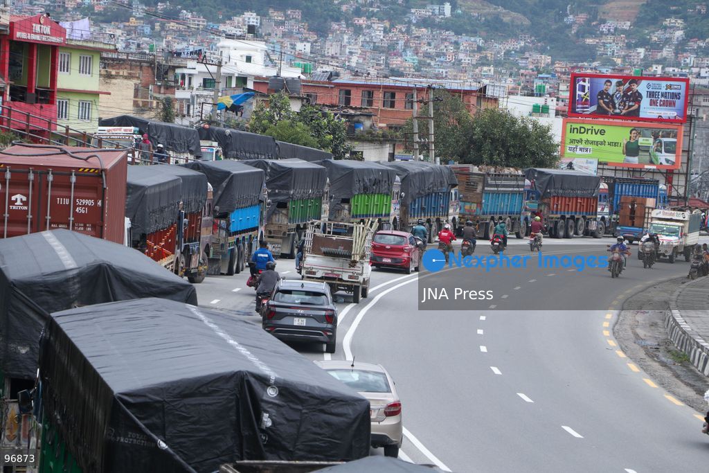 KATHMANDU, NEPAL, SEPTEMBER 26, 2026: Vehicles remain parked along Kathmandu’s Ring Road after a landslide blocked the Prithvi Highway, disrupting traffic and transportation along one of the main routes connecting the capital with other parts of Nepal. Photo by Shankar Bhujel / JNA Press. (Photo by Shankar Bhujel/JNA Press via Nexpher Images)