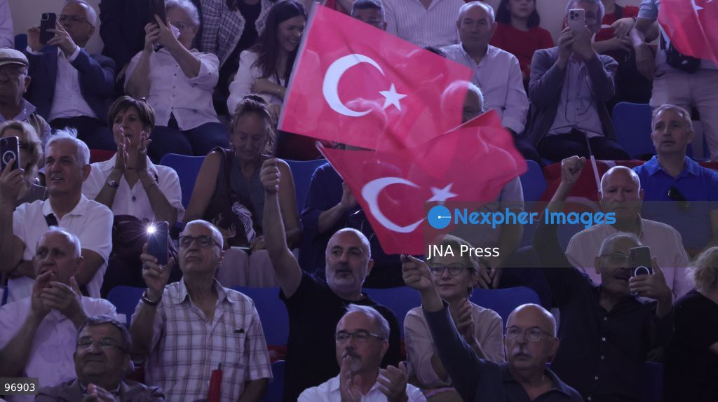 IZMIR, TURKEY, SEPTEMBER 26, 2026: New Party Chairman Özgür Özel addresses party members during district leadership primary elections in Izmir. Özel visited voting events in Gaziemir and Bornova as party members selected candidates for district leadership posts. Speaking in Gaziemir, Özel said he would step down if he fails to make his party the leading political force and bring it to power in the next general election. Photo by Turgay Kilic / JNA Press. (Photo by Turgay Kilic/JNA Press via Nexpher Images)