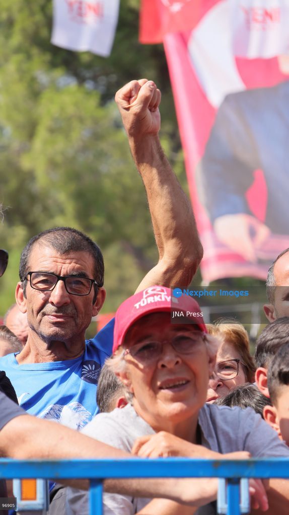 IZMIR, TURKEY, SEPTEMBER 26, 2026: New Party Chairman Özgür Özel addresses party members during district leadership primary elections in Izmir. Özel visited voting events in Gaziemir and Bornova as party members selected candidates for district leadership posts. Speaking in Gaziemir, Özel said he would step down if he fails to make his party the leading political force and bring it to power in the next general election. Photo by Turgay Kilic / JNA Press. (Photo by Turgay Kilic/JNA Press via Nexpher Images)