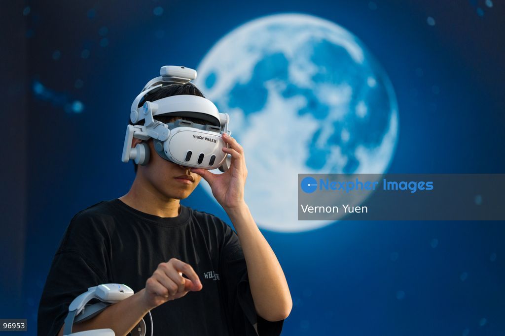 A man wearing a VR headset on September 26, 2026 in Hong Kong. (Photo by Vernon Yuen/Nexpher Images)