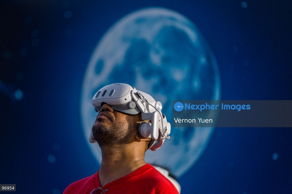 A man wearing a VR headset on September 26, 2026 in Hong Kong. (Photo by Vernon Yuen/Nexpher Images)