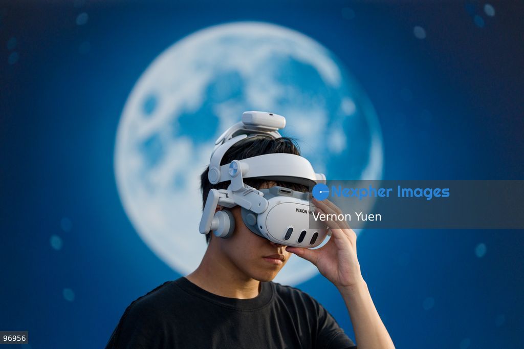 A man wearing a VR headset on September 26, 2026 in Hong Kong. (Photo by Vernon Yuen/Nexpher Images)