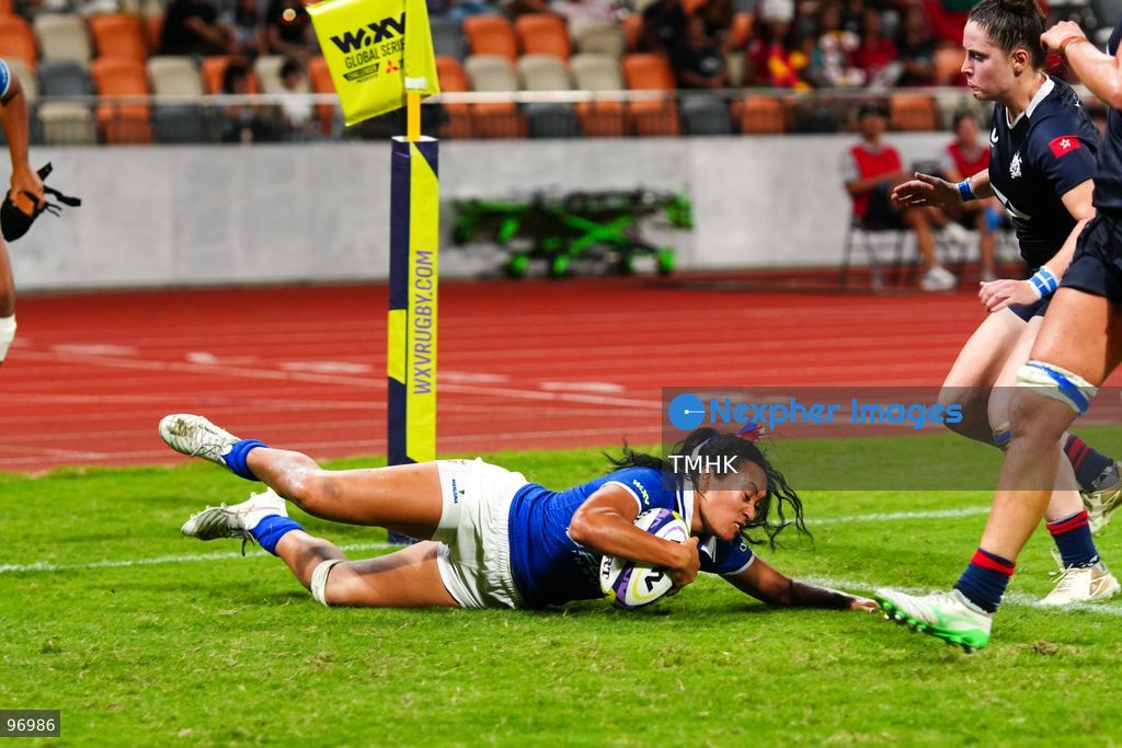 Hong Kong, China compete against Samoa in an intense passage of play during the third round of the WXV 3 rugby tournament at Kai Tak Youth Sports Ground on September 26, 2026 in Hong Kong. Despite Tanya Dhar scoring two tries in the first half, Hong Kong, China were defeated 12-31 by Samoa, finishing their campaign with one win and two losses in a match delayed by five hours due to extreme heat. (Photo by Zulu Lo/TMHK via Nexpher Images)
