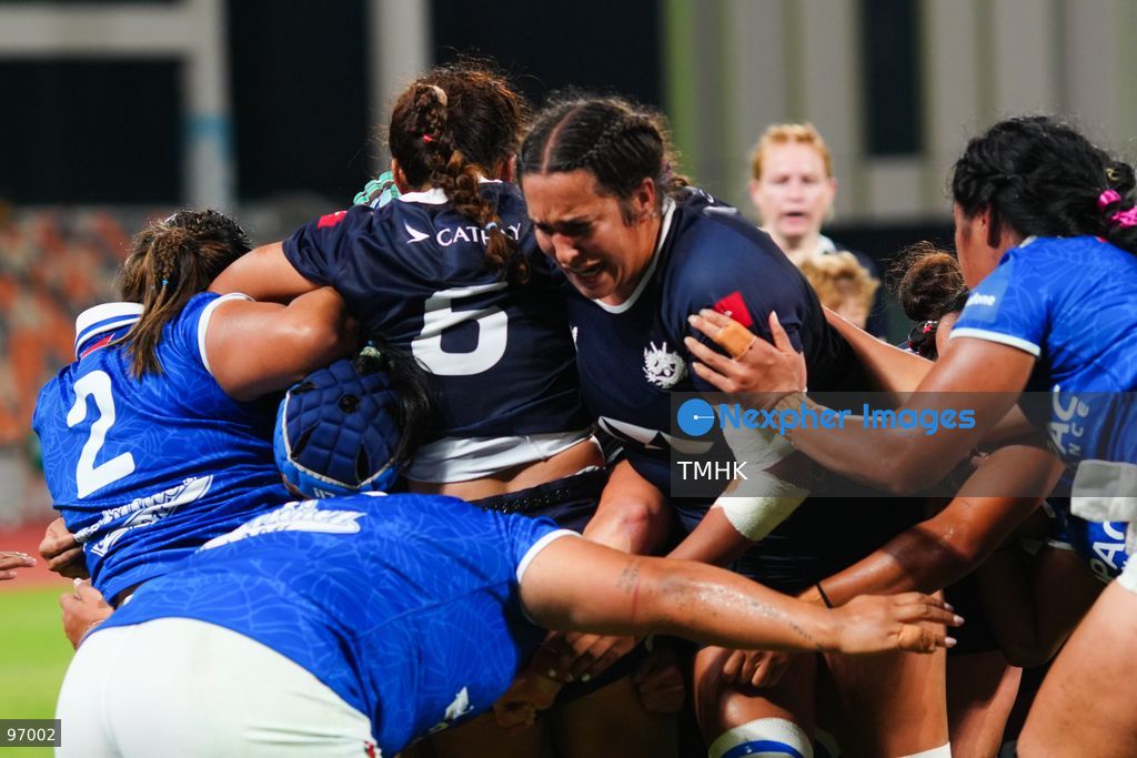 Hong Kong, China compete against Samoa in an intense passage of play during the third round of the WXV 3 rugby tournament at Kai Tak Youth Sports Ground on September 26, 2026 in Hong Kong. Despite Tanya Dhar scoring two tries in the first half, Hong Kong, China were defeated 12-31 by Samoa, finishing their campaign with one win and two losses in a match delayed by five hours due to extreme heat. (Photo by Zulu Lo/TMHK via Nexpher Images)
