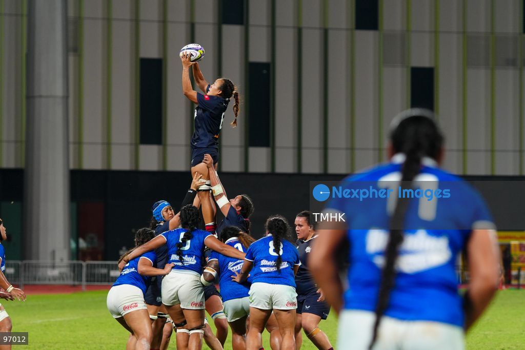 Hong Kong, China compete against Samoa in an intense passage of play during the third round of the WXV 3 rugby tournament at Kai Tak Youth Sports Ground on September 26, 2026 in Hong Kong. Despite Tanya Dhar scoring two tries in the first half, Hong Kong, China were defeated 12-31 by Samoa, finishing their campaign with one win and two losses in a match delayed by five hours due to extreme heat. (Photo by Zulu Lo/TMHK via Nexpher Images)