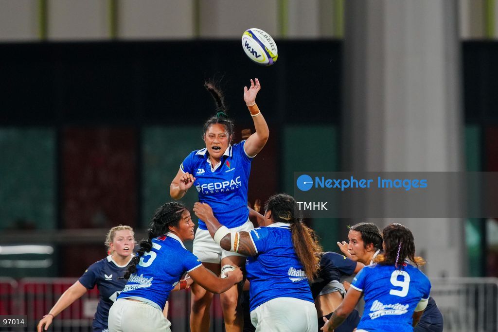 Hong Kong, China compete against Samoa in an intense passage of play during the third round of the WXV 3 rugby tournament at Kai Tak Youth Sports Ground on September 26, 2026 in Hong Kong. Despite Tanya Dhar scoring two tries in the first half, Hong Kong, China were defeated 12-31 by Samoa, finishing their campaign with one win and two losses in a match delayed by five hours due to extreme heat. (Photo by Zulu Lo/TMHK via Nexpher Images)