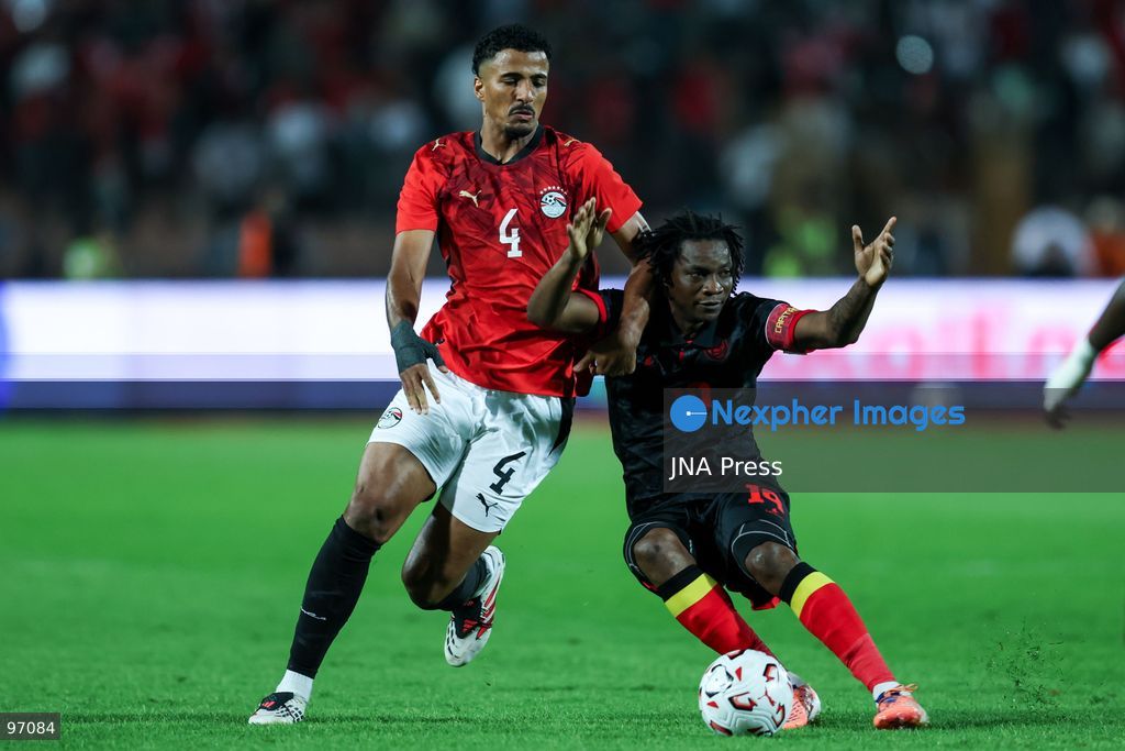 CAIRO, EGYPT, SEPTEMBER 25, 2026: 4 Hossam Abdelmaguid of Egypt battle for possession with 19 CRISTOVÃO PACIÊNCIA of Angola during Africa Cup of Nations qualification Group B match between Egypt and Angola at Cairo International Stadium in 25 Sep 2026.Photo by Ayman Aref / JNA Press (Photo by Ayman Aref/JNA Press via Nexpher Images)