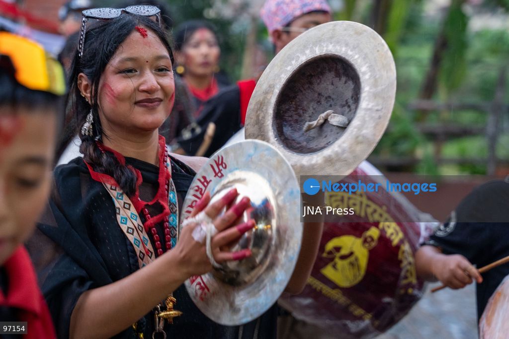 LALITPUR, NEPAL, SEPTEMBER 26, 2026: A performer takes part in the traditional Mipwa Lakhe dance at Gusingal Chowk in Lalitpur during celebrations for Indra Jatra. The Lakhe was taken in procession through several neighborhoods following the distribution of prasad to devotees at Hathu Dyo. The Mipwa Lakhe tradition is distinguished by a performance in which the masked dancer blows fire from a burning torch. Photo by Ghanashyam Shrestha / JNA Press. (Photo by Ghanashyam Shrestha/JNA Press via Nexpher Images)