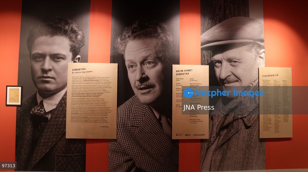IZMIR, TURKEY, SEPTEMBER 26, 2026: Visitors explore “ROMANTİKA / Bir Ömrün Seyrüseferi,” an exhibition dedicated to Turkish poet and writer Nazım Hikmet at the Atlas Pavilion in Kültürpark, Izmir. The exhibition brings together hundreds of documents, manuscripts, photographs, books, personal belongings and audiovisual materials tracing Hikmet’s life, literary work and cultural legacy. Hosted by Izmir Metropolitan Municipality and produced by Folkart, the exhibition opened on September 5 and is scheduled to remain on display until January 15, 2027. Photo by Turgay Kilic / JNA Press. (Photo by Turgay Kilic/JNA Press via Nexpher Images)