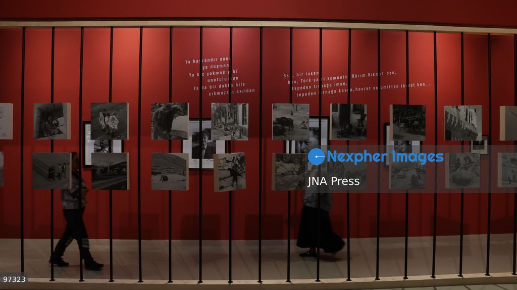 IZMIR, TURKEY, SEPTEMBER 26, 2026: Visitors explore “ROMANTİKA / Bir Ömrün Seyrüseferi,” an exhibition dedicated to Turkish poet and writer Nazım Hikmet at the Atlas Pavilion in Kültürpark, Izmir. The exhibition brings together hundreds of documents, manuscripts, photographs, books, personal belongings and audiovisual materials tracing Hikmet’s life, literary work and cultural legacy. Hosted by Izmir Metropolitan Municipality and produced by Folkart, the exhibition opened on September 5 and is scheduled to remain on display until January 15, 2027. Photo by Turgay Kilic / JNA Press. (Photo by Turgay Kilic/JNA Press via Nexpher Images)