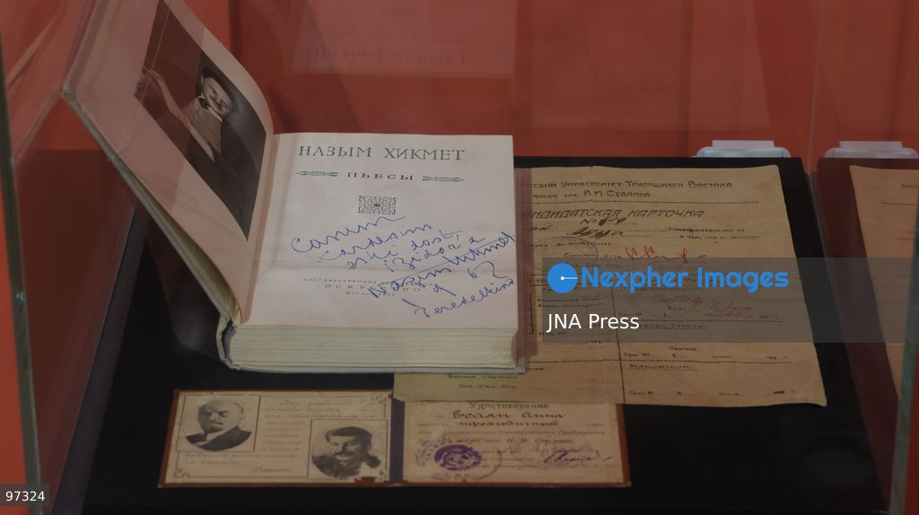 IZMIR, TURKEY, SEPTEMBER 26, 2026: Visitors explore “ROMANTİKA / Bir Ömrün Seyrüseferi,” an exhibition dedicated to Turkish poet and writer Nazım Hikmet at the Atlas Pavilion in Kültürpark, Izmir. The exhibition brings together hundreds of documents, manuscripts, photographs, books, personal belongings and audiovisual materials tracing Hikmet’s life, literary work and cultural legacy. Hosted by Izmir Metropolitan Municipality and produced by Folkart, the exhibition opened on September 5 and is scheduled to remain on display until January 15, 2027. Photo by Turgay Kilic / JNA Press. (Photo by Turgay Kilic/JNA Press via Nexpher Images)