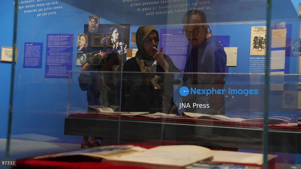 IZMIR, TURKEY, SEPTEMBER 26, 2026: Visitors explore “ROMANTİKA / Bir Ömrün Seyrüseferi,” an exhibition dedicated to Turkish poet and writer Nazım Hikmet at the Atlas Pavilion in Kültürpark, Izmir. The exhibition brings together hundreds of documents, manuscripts, photographs, books, personal belongings and audiovisual materials tracing Hikmet’s life, literary work and cultural legacy. Hosted by Izmir Metropolitan Municipality and produced by Folkart, the exhibition opened on September 5 and is scheduled to remain on display until January 15, 2027. Photo by Turgay Kilic / JNA Press. (Photo by Turgay Kilic/JNA Press via Nexpher Images)