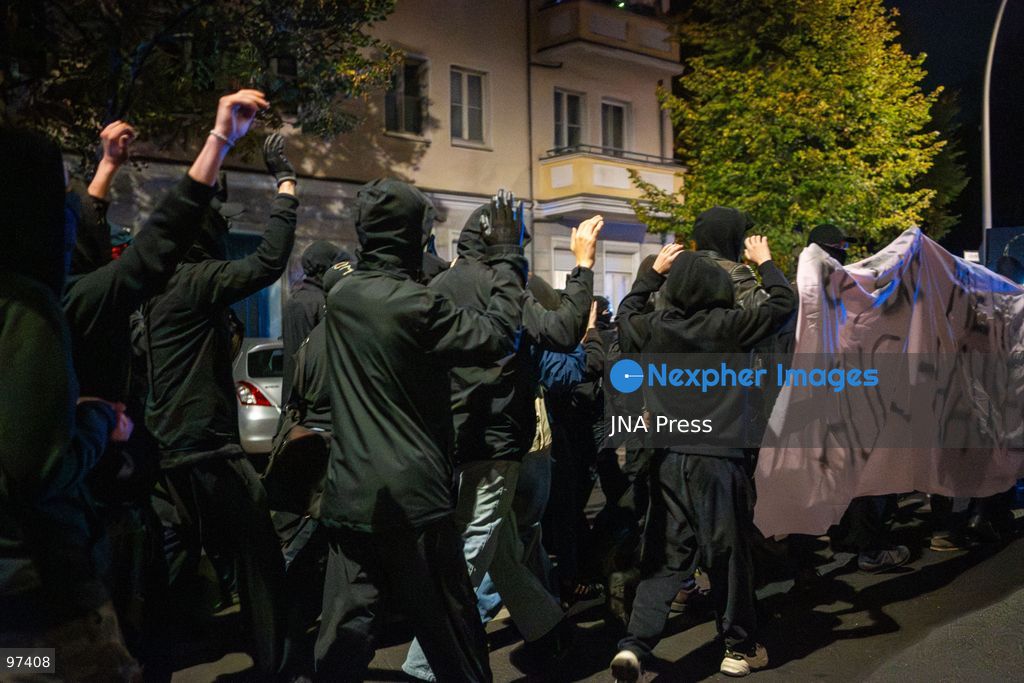 BERLIN, GERMANY, SEPTEMBER 26, 2026: Demonstrators march through the Friedrichshain district of Berlin in support of the occupied building known as Hugohaus at Gürtelstraße 39, following a police operation that removed the remaining occupants from the property. Around 200 people joined the demonstration, according to the photographer, protesting the police action and calling for the preservation of the occupied building. Police later dispersed the demonstration and detained one person. Photo by Jess Flom / JNA Press. (Photo by jess flom/JNA Press via Nexpher Images)