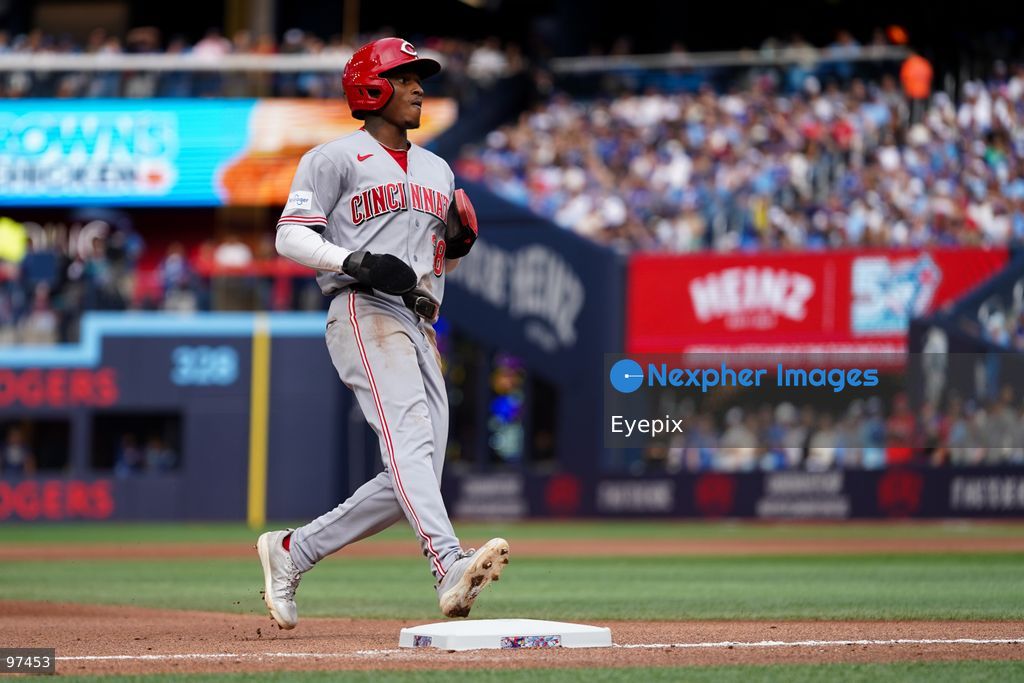 Elly De La Cruz #44 of Cincinnati Reds runs the bases during the game against the Toronto Blue Jays at Rogers Centre on September 26, 2026, in Toronto, Ontario, Canada. (Photo by Leonardo Ramirez/ Eyepix Group) (Photo by Leonardo Ramirez/ Eyepix Group/Eyepix via Nexpher Images)