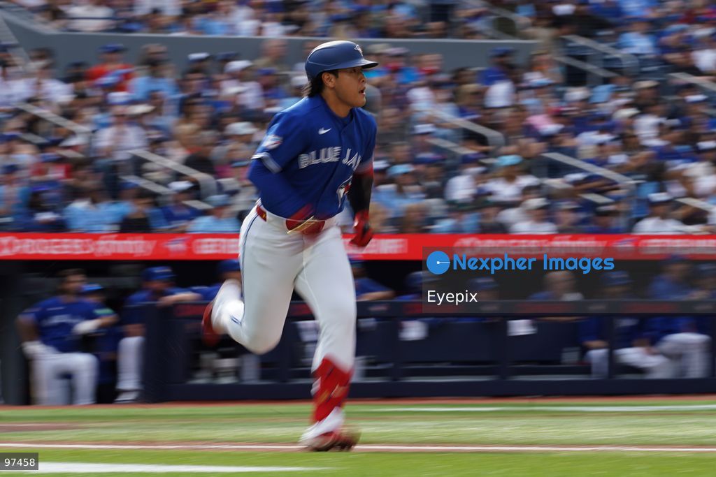 Kazuma Okamoto #7 of the Toronto Blue Jays runs to the bases during the game against the Cincinnati Reds at Rogers Centre on September 26, 2026, in Toronto, Ontario, Canada. (Photo by Leonardo Ramirez/ Eyepix Group) (Photo by Leonardo Ramirez/ Eyepix Group/Eyepix via Nexpher Images)