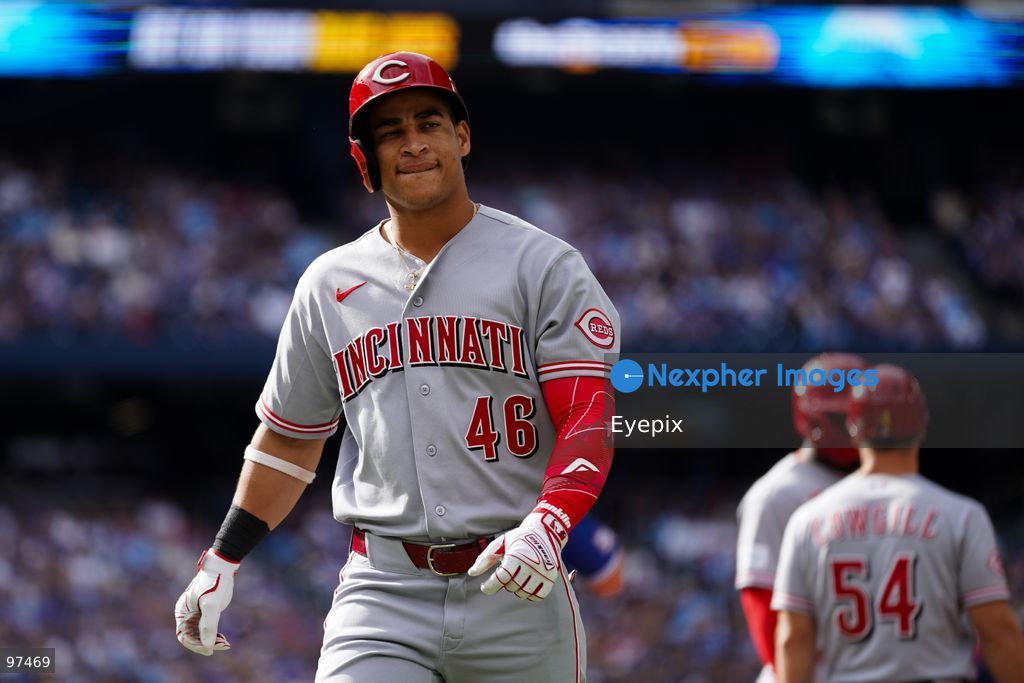 Juan Brito #46 of Cincinnati Reds looks on during the game against the Toronto Blue Jays at Rogers Centre on September 26, 2026, in Toronto, Ontario, Canada. (Photo by Leonardo Ramirez/ Eyepix Group) (Photo by Leonardo Ramirez/ Eyepix Group/Eyepix via Nexpher Images)