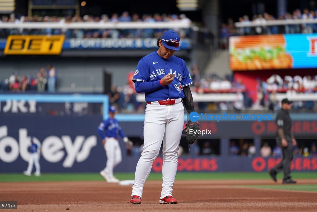 Yusei Kikuchi #16 of the Toronto Blue Jays looks on from the dugout during the game against the Cincinnati Reds at Rogers Centre on September 26, 2026, in Toronto, Ontario, Canada. (Photo by Leonardo Ramirez/ Eyepix Group) (Photo by Leonardo Ramirez/ Eyepix Group/Eyepix via Nexpher Images)