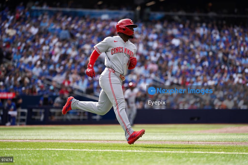 Elly De La Cruz #44 of Cincinnati Reds runs the bases during the game against the Toronto Blue Jays at Rogers Centre on September 26, 2026, in Toronto, Ontario, Canada. (Photo by Leonardo Ramirez/ Eyepix Group) (Photo by Leonardo Ramirez/ Eyepix Group/Eyepix via Nexpher Images)