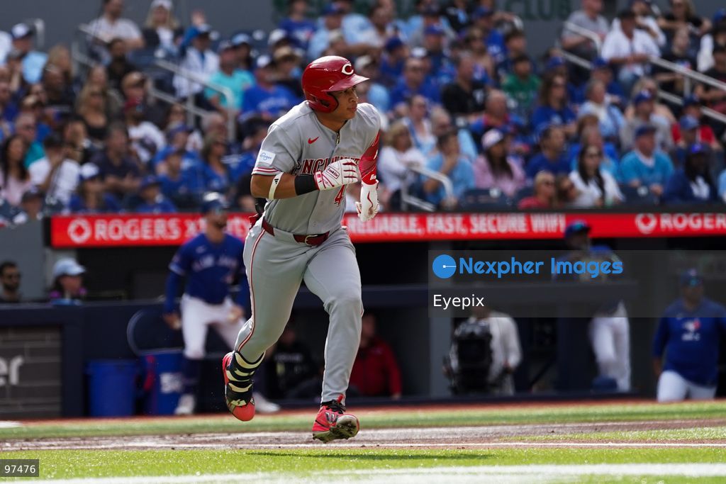 Juan Brito #46 of Cincinnati Reds runs the bases during the game against the Toronto Blue Jays at Rogers Centre on September 26, 2026, in Toronto, Ontario, Canada. (Photo by Leonardo Ramirez/ Eyepix Group) (Photo by Leonardo Ramirez/ Eyepix Group/Eyepix via Nexpher Images)