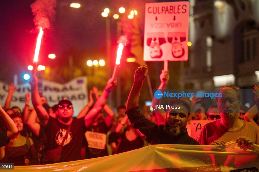 MADRID, SPAIN, SEPTEMBER 26, 2026: Demonstrators march through central Madrid during a protest against the housing crisis and evictions, following the forced eviction earlier in the week of 87-year-old Maricarmen Abascal from her longtime home in the Spanish capital. Thousands joined the demonstration calling for stronger housing protections and measures against evictions. Photo by C. Carvajal / JNA Press. (Photo by C. Carvajal/JNA Press via Nexpher Images)