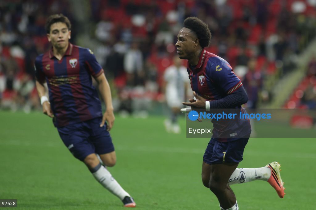 Jhojan Julio #7 of Atlante FC celebrates after scoring his team's fourth goal during the Liga MX Apertura 2026 match day 10 game between Atlante and Monterrey at Estadio Banorte. on September 25, 2026 in Mexico City, Mexico. (Photo by Ismael Rosas/ Eyepix Group) (Photo by Ismael Rosas/ Eyepix Group/Eyepix via Nexpher Images)