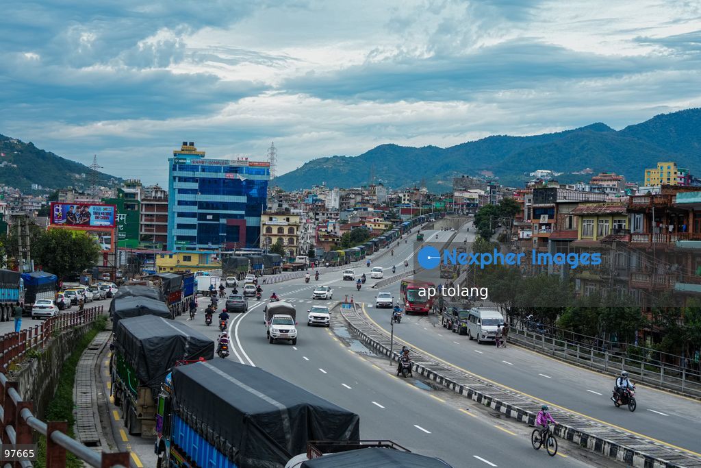 KATHMANDU, NEPAL —September 26, 2026: Transportation vehicles wait along the Ring Road as the Prithivi Highway remains blocked by a landslide, disrupting traffic in Kathmandu, Nepal. (Photo by ap tolang/Nexpher Images)