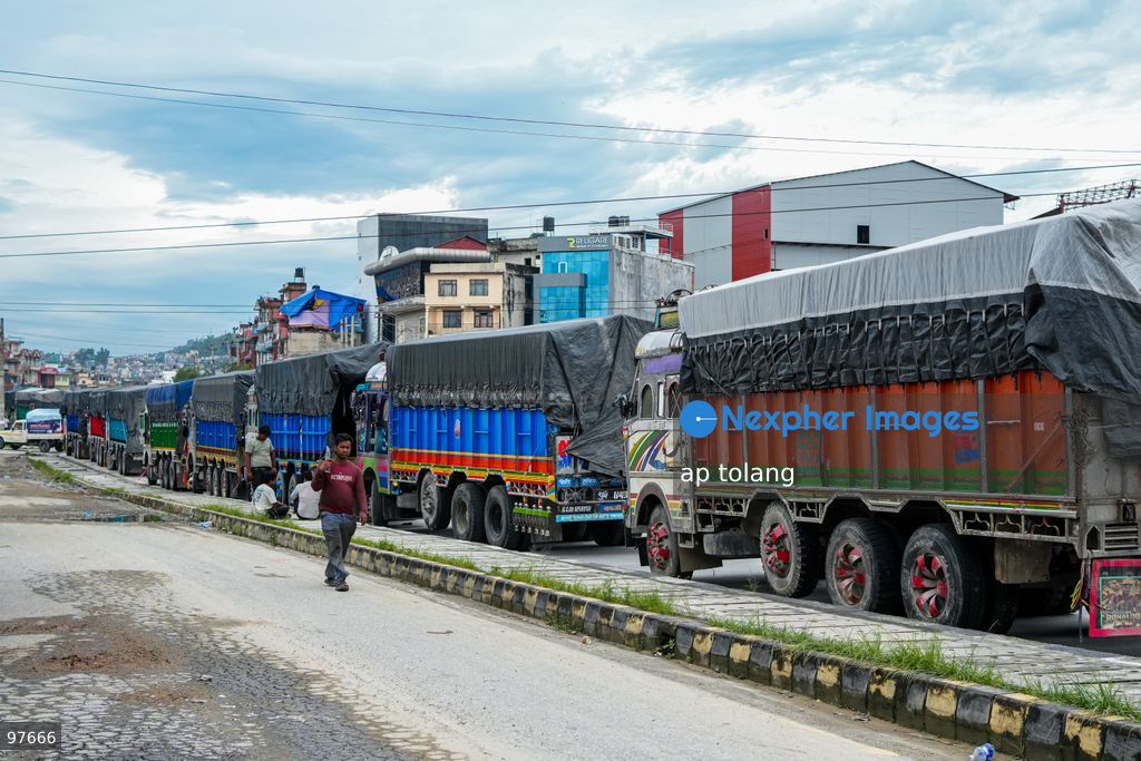 KATHMANDU, NEPAL —September 26, 2026: Transportation vehicles wait along the Ring Road as the Prithivi Highway remains blocked by a landslide, disrupting traffic in Kathmandu, Nepal. (Photo by ap tolang/Nexpher Images)