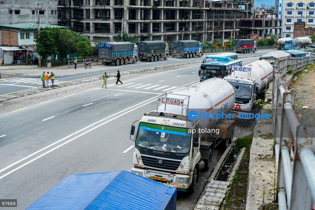 KATHMANDU, NEPAL —September 26, 2026: Transportation vehicles wait along the Ring Road as the Prithivi Highway remains blocked by a landslide, disrupting traffic in Kathmandu, Nepal. (Photo by ap tolang/Nexpher Images)
