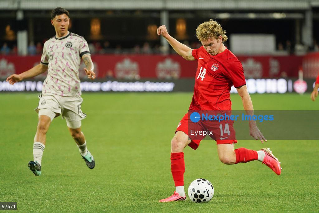 Jacob Shaffelburg #14 of Canada pass the ball during the International Friendly match between Canada and Chile at BMO Filed. on September 26, 2026 in Toronto, Ontario. (Photo by Leonardo Ramirez/ Eyepix Group) (Photo by Leonardo Ramirez/ Eyepix Group/Eyepix via Nexpher Images)